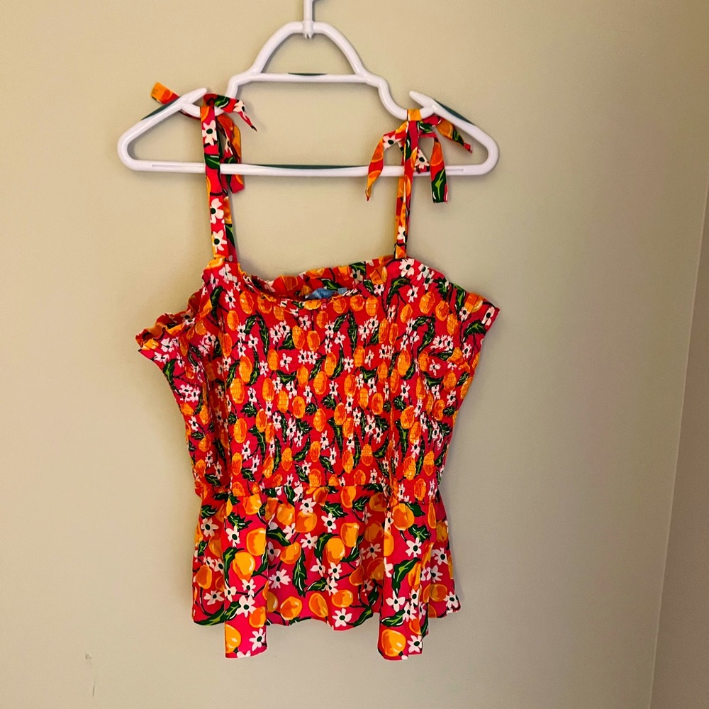 Draper James Smocked Bodice Peplum Top